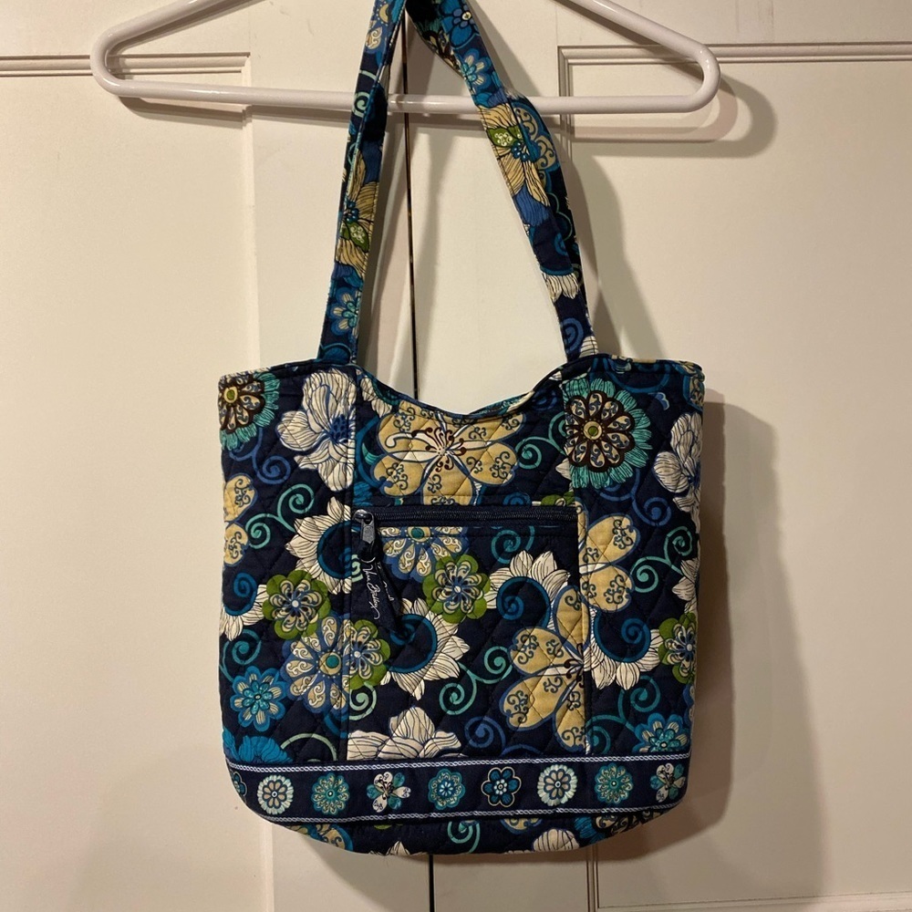 Vera Bradley Blue Green Floral Shoulder Bag Large Mod Floral Blue